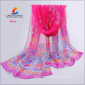 LINGSHANG new floral women digital printing scarf silk feel neck mask headband wrap dress design chiffon scarves